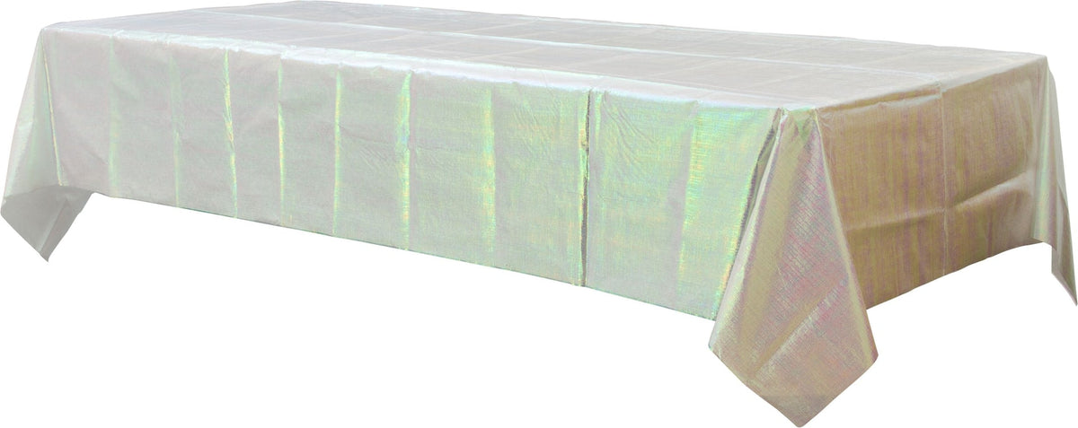 Plastic Reusable Table Cover, Opalescent White,54x102-in, for Bachelorette/Bridal Shower/Mother's Day/Baby Shower S0N3 - product image 1