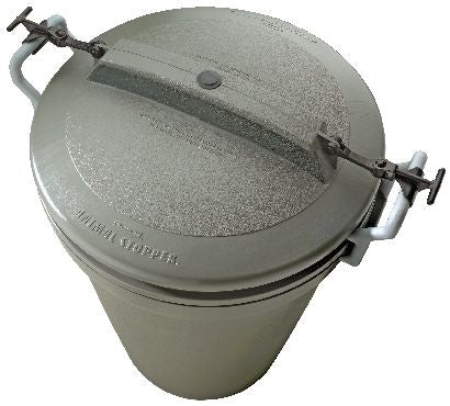 Plastic Circular Animal Stopper Garbage Can, Grey, 121-L W9Q0 - product image 3