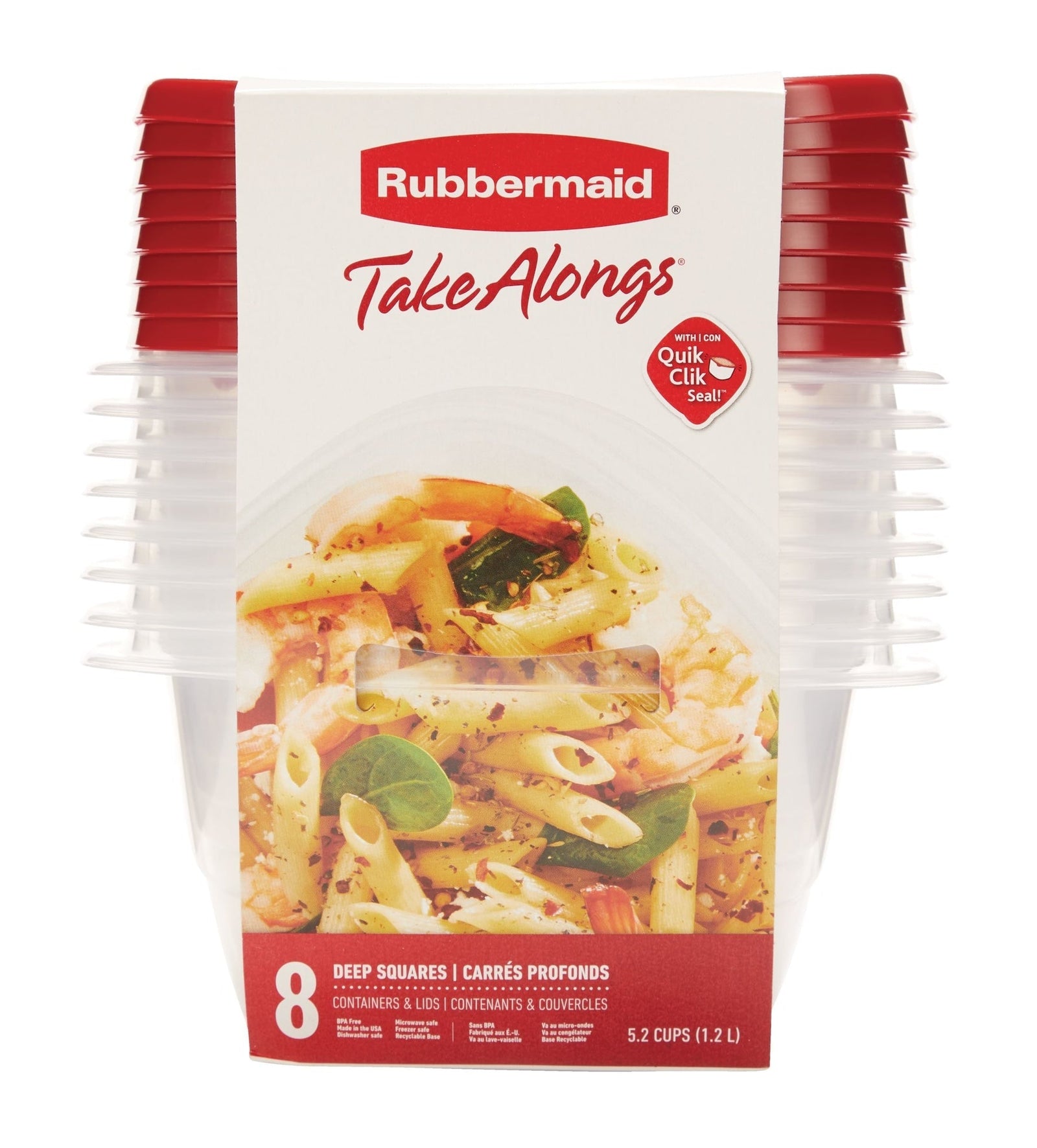 Take Alongs Deep Plastic Food Storage Containers with Lids, 1.2 L (5.2 Cup), 8 Count Z2W7 - product image 1