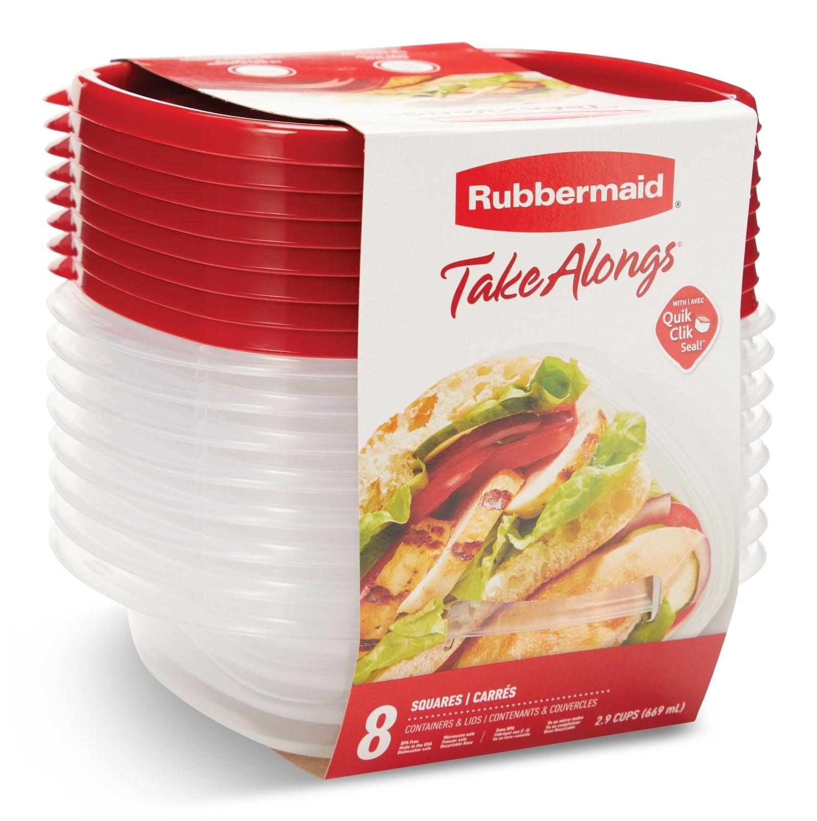 Take Alongs Square Plastic Food Storage Container with Lids, 669 mL (2.9 Cup), 8 Count L3S9 - product image 1