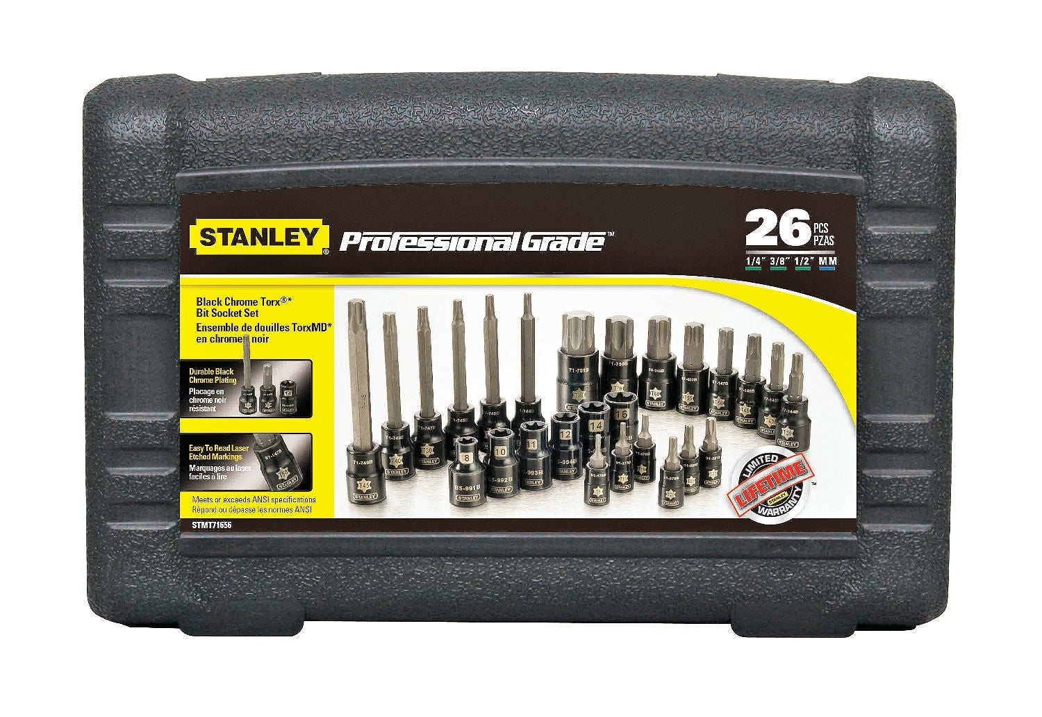 Professional Grade Black Chrome Torx Bit Socket Set, 26-pc, SAE/Metric B0G7 - product image 4