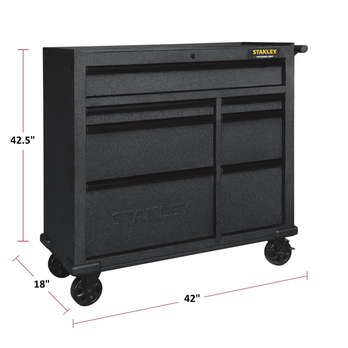 Rolling Tool Storage Cabinet with 7 Drawers, Power Bar with USB, Black, 42-in F3E9 - product image 3