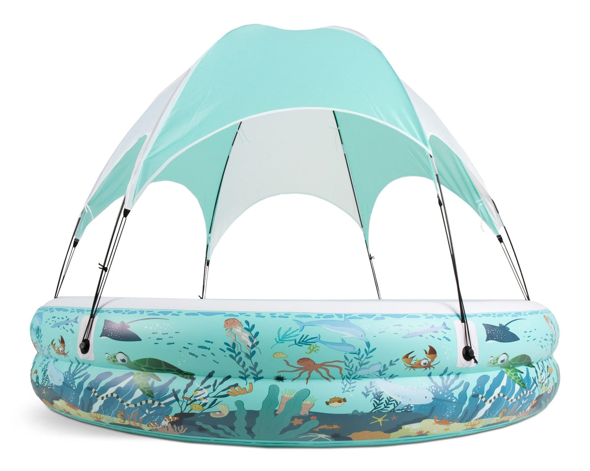 & Finn Ocean Life Splash & Play Inflatable 2 Ring Canopy Pool, 86.6” x 86.6” x 64” F9C4 - product image 1