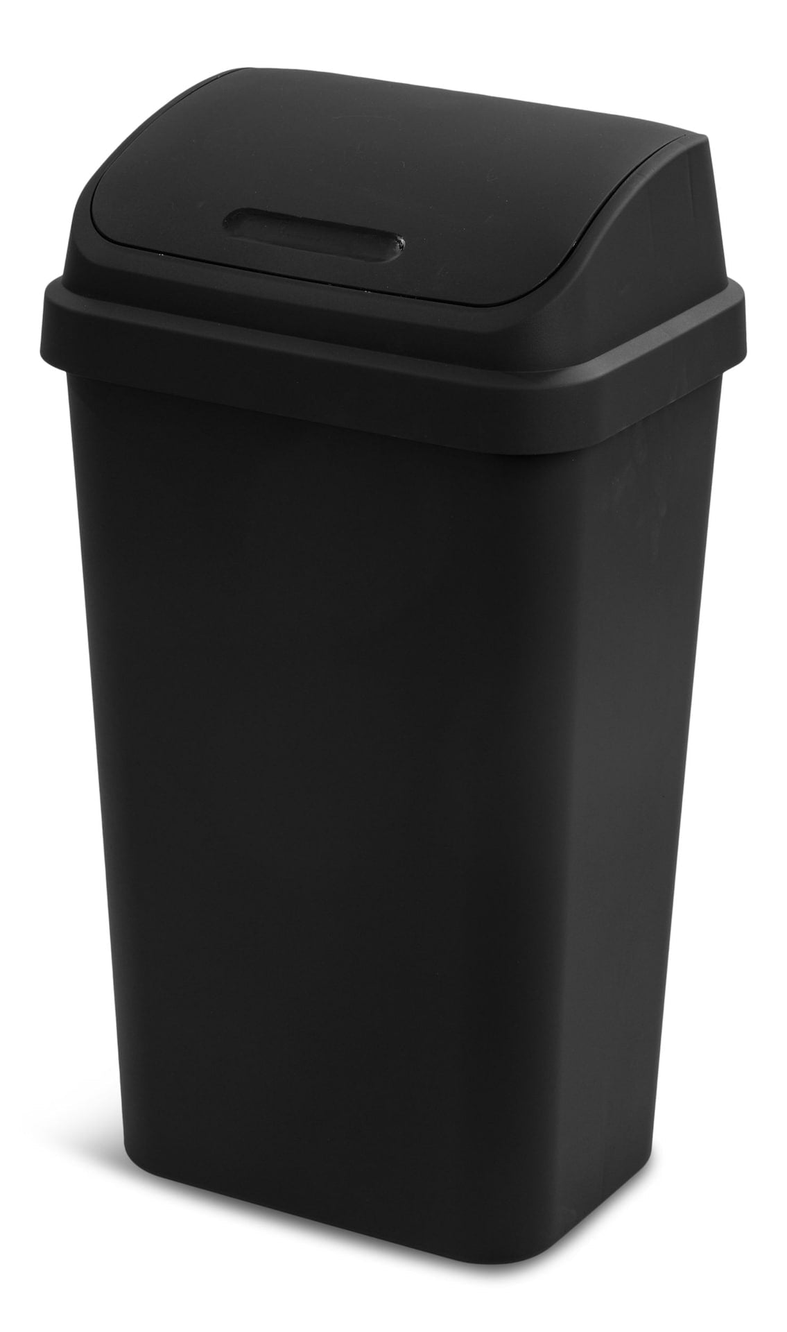 Plastic Rectangular Swing Lid Garbage Can, Black, 49-L E7E8 - product image 1