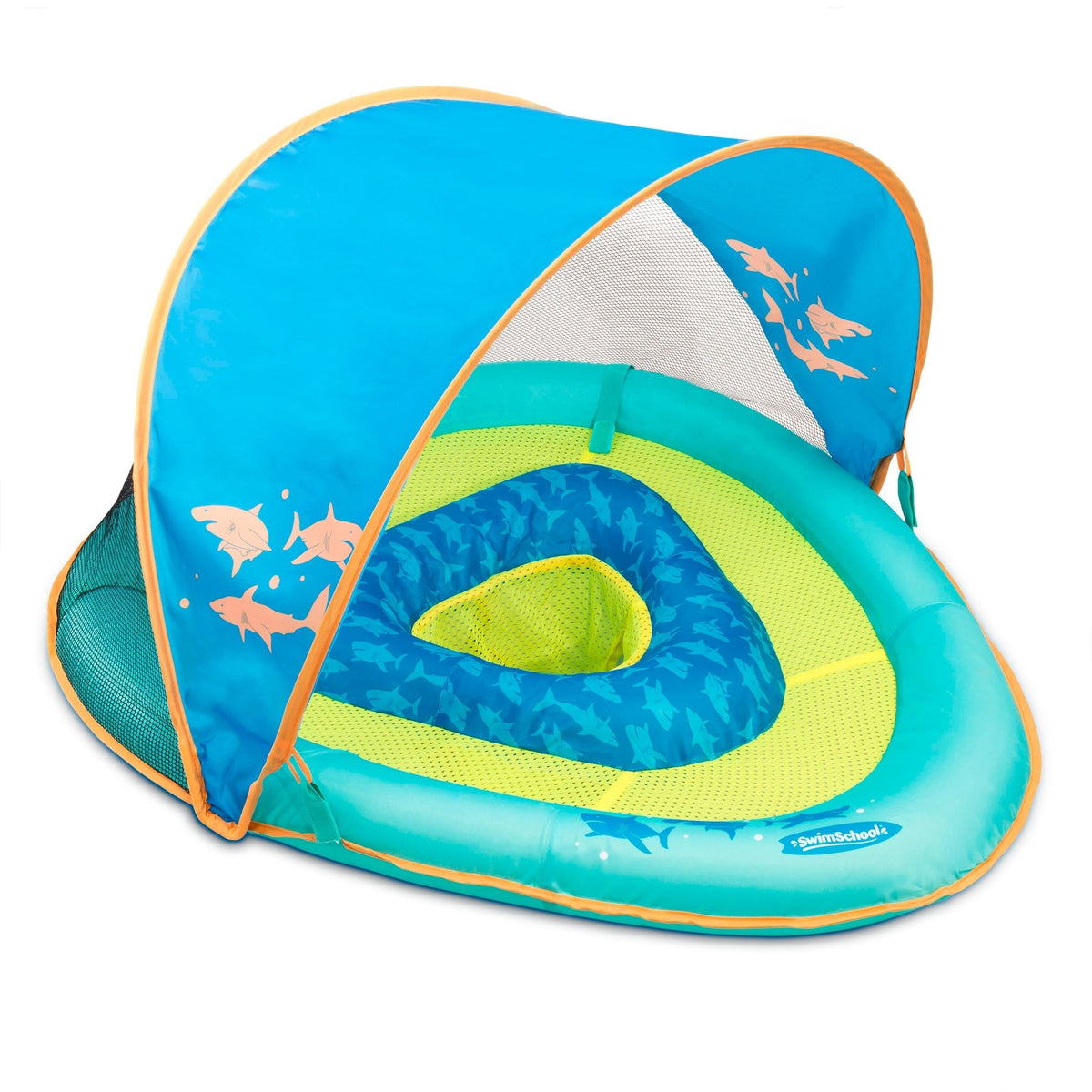 Grow-with-Me Inflatable UV-Protected Baby Swim Float/Boat with Canopy, Blue, Ages 6-24 months H4C9 - product image 1