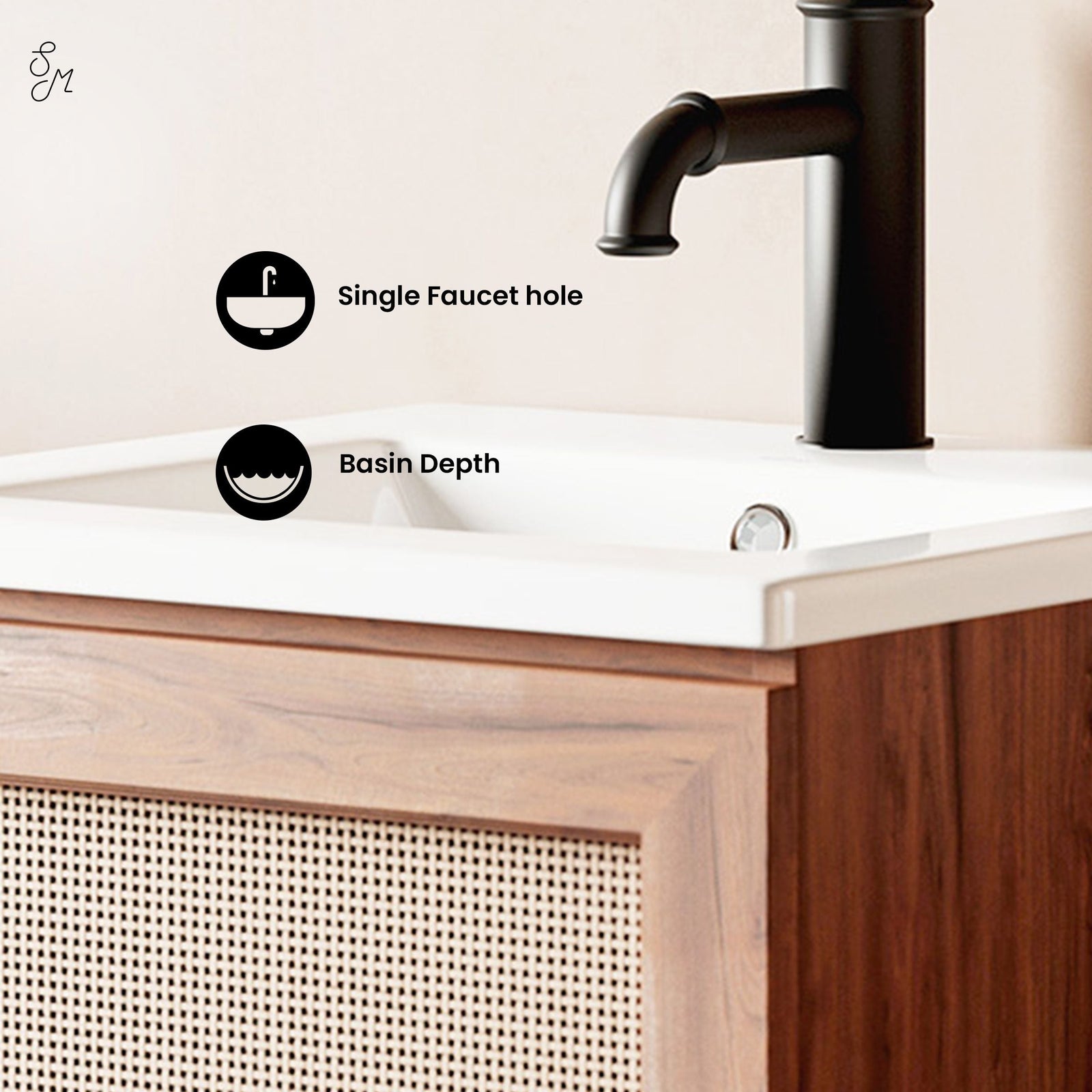 Ceramic Square Vanity Sink Top, 18-in M9N7 - product image 3