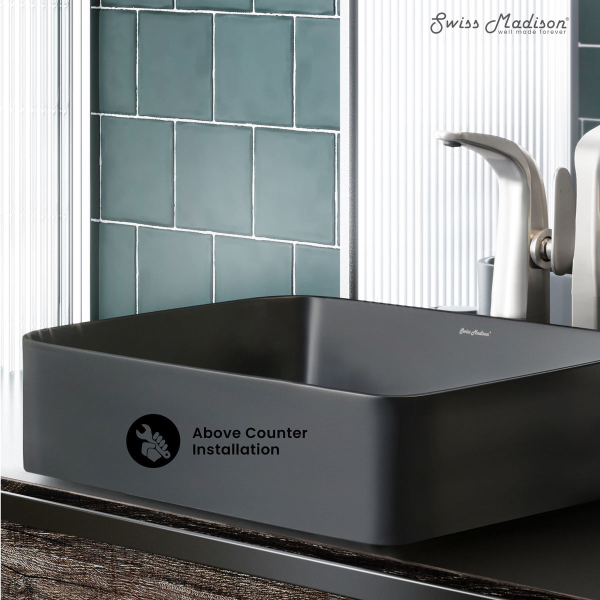 Concorde Rectangle Ceramic Vessel Sink, Matte Black V4F5 - product image 3