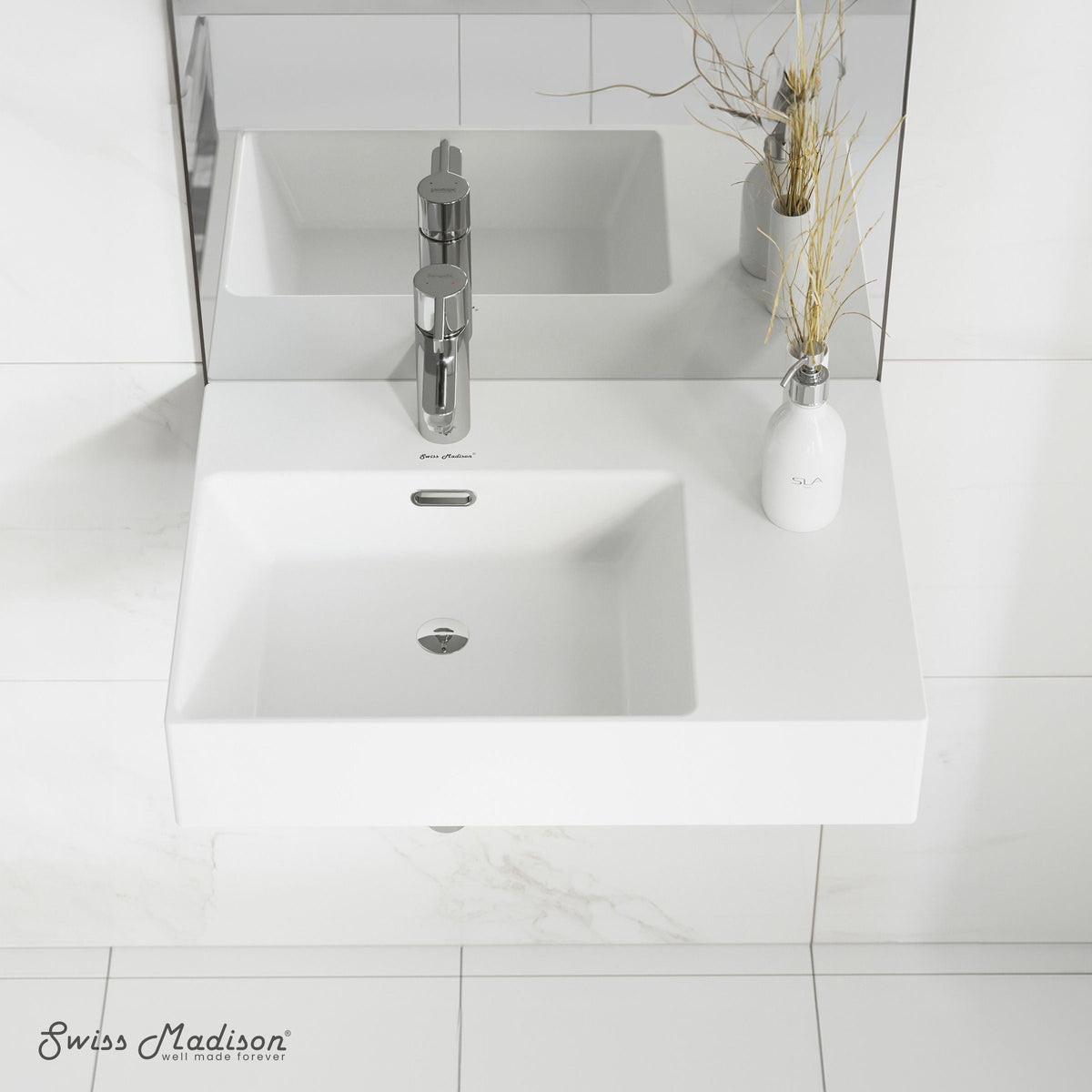 St. Tropez Ceramic Wall Hung Sink with Left Side Faucet Mount, 24-in x 18-in P3Z6 - product image 5