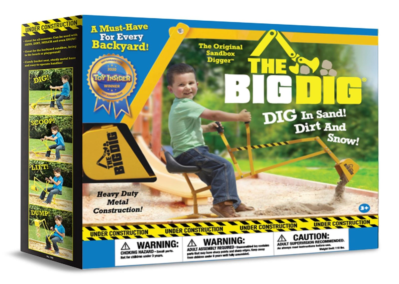 The Big Dig Kids' Ride-On Digger Excavator, Yellow, Ages 3+, for Summer/Backyard Activities N0V2 - product image 1