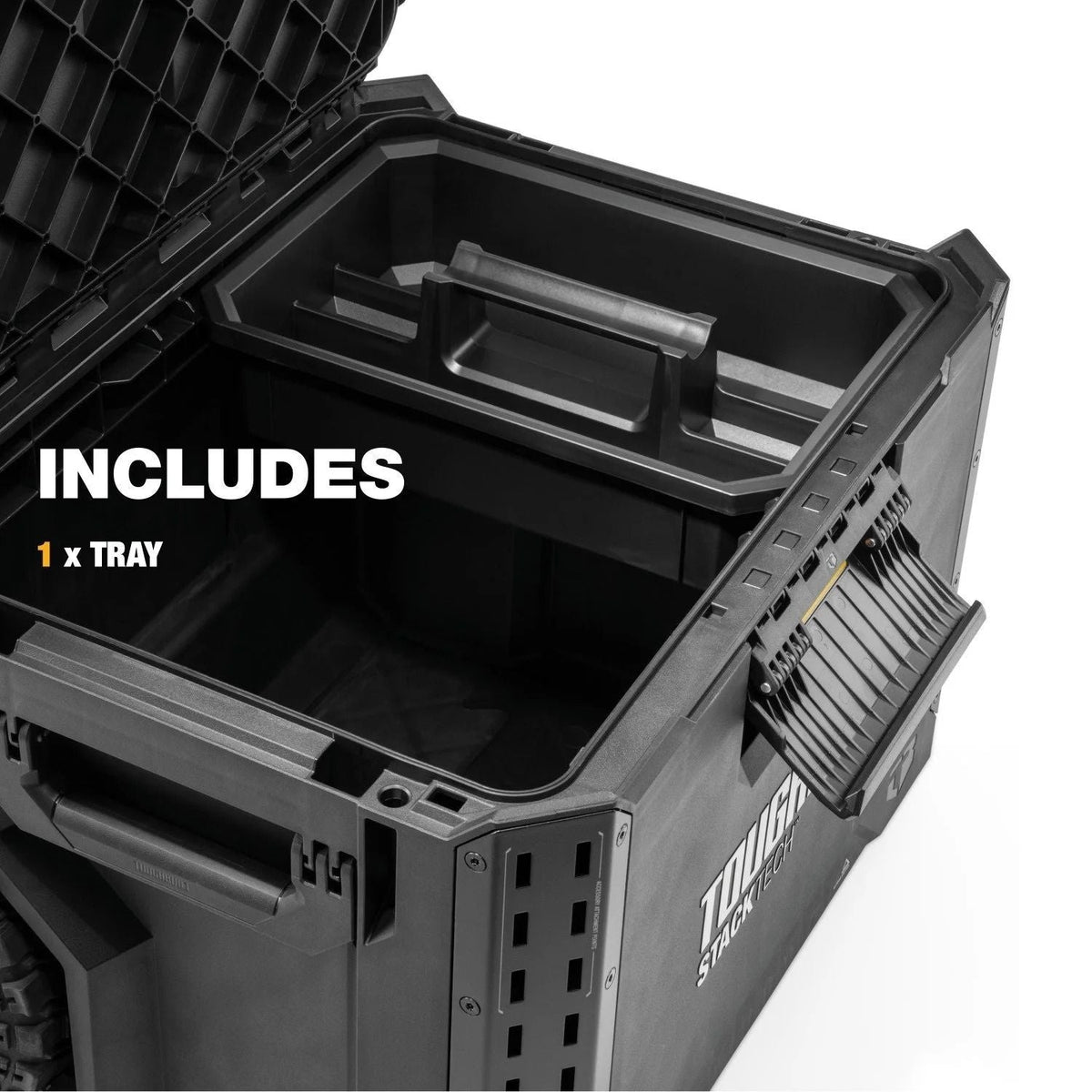 StackTech Portable Modular Plastic/Metal Rolling Tool Box with Handle and Inner Tray, IP65-Rated, Black G2S3 - product image 2