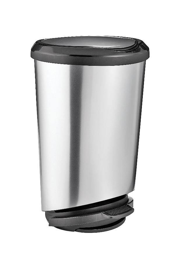 type A Plastic D-Shaped Step Garbage Can, Silver, 42-L F4E9 - product image 2