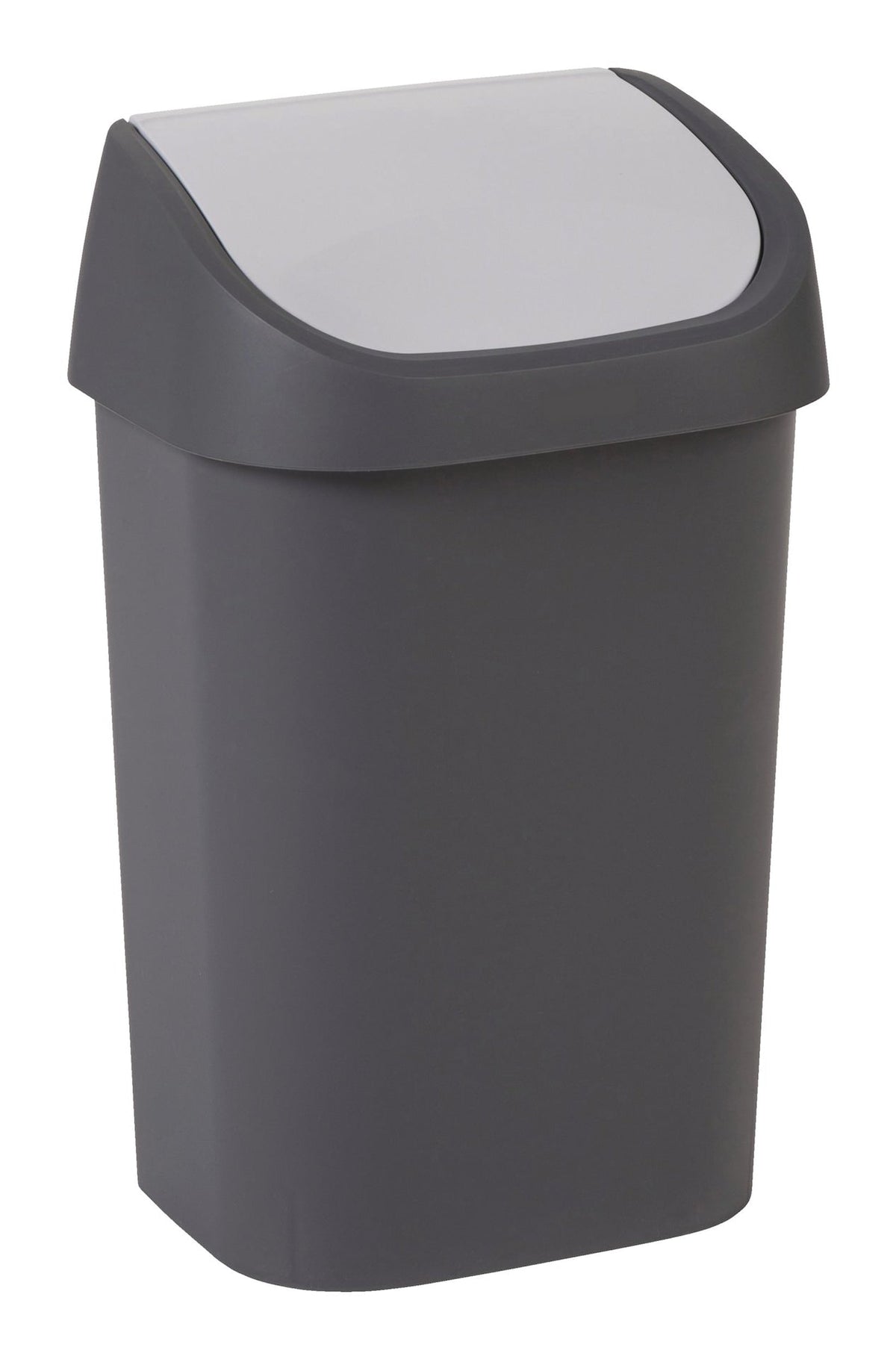 type A Plastic Swing-Top Garbage Bin, Black/Grey, 25-L X3B8 - product image 1