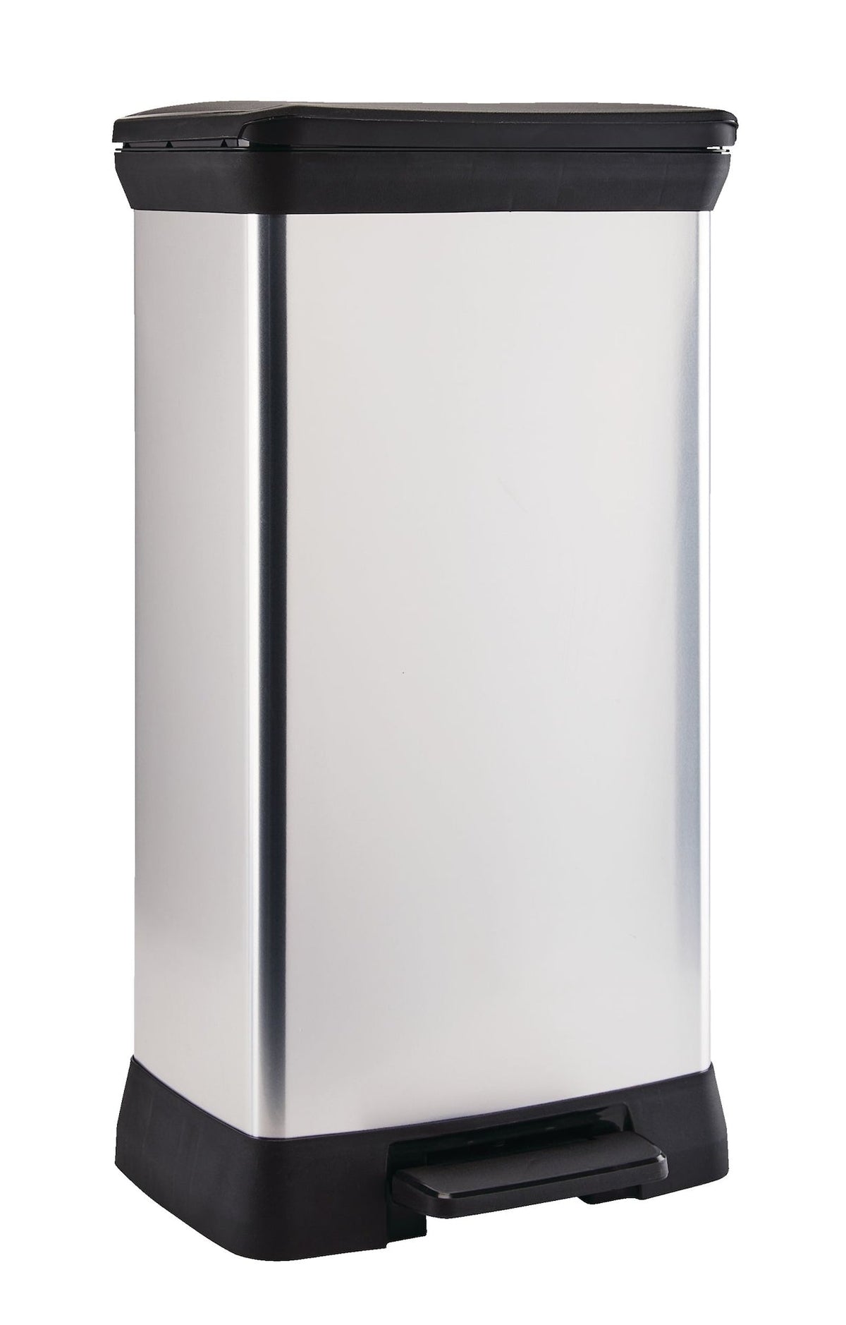 type A Slim Silver Plastic Rectangular Step Garbage Can, 50-L Q9B5 - product image 1