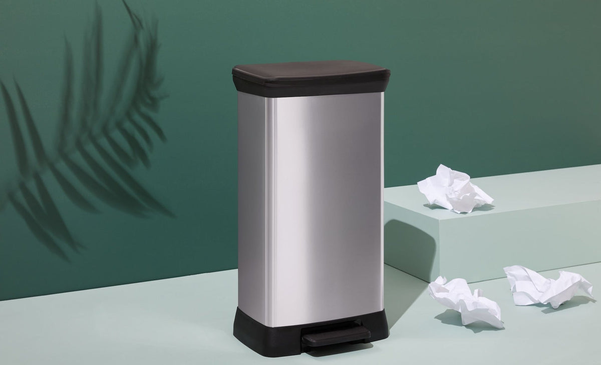 type A Slim Silver Plastic Rectangular Step Garbage Can, 50-L Q9B5 - product image 2
