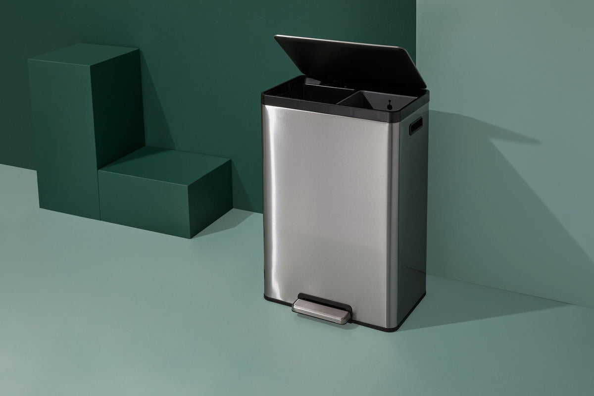 type A Stainless Steel Rectangular Dual Compartment Garbage Can, 2 x 20-L D5U6 - product image 8