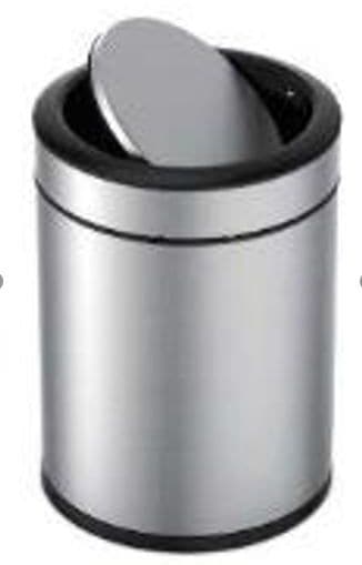 type A Steel and Plastic Circular Swing Lid Garbage Bin, Silver, 8-L Y7T5 - product image 4