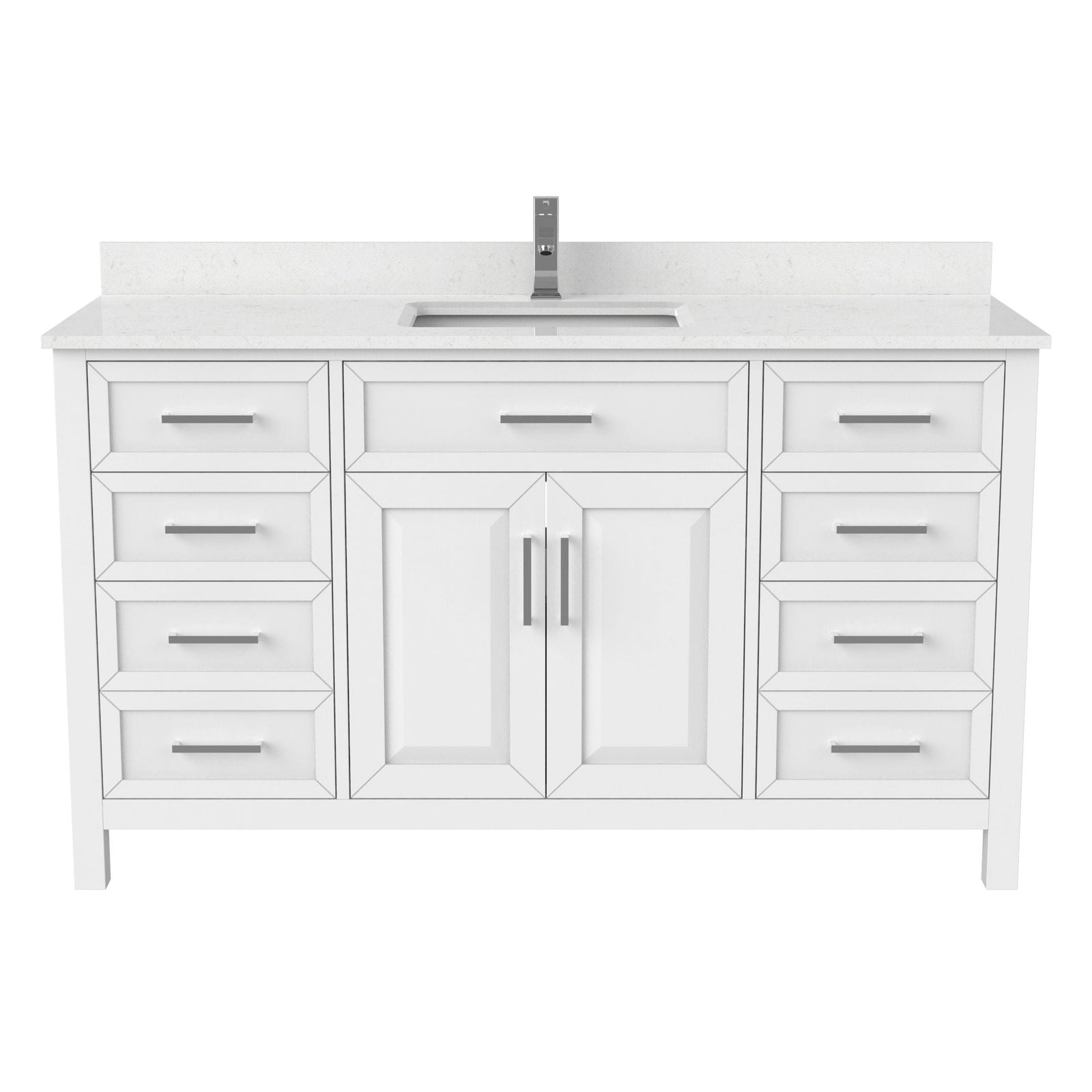 Bathe Terrence Undermount Single Sink Stone Top Bathroom Vanity with Drawer & Cabinet Organizer, White, 60-in E8D3 - product image 1