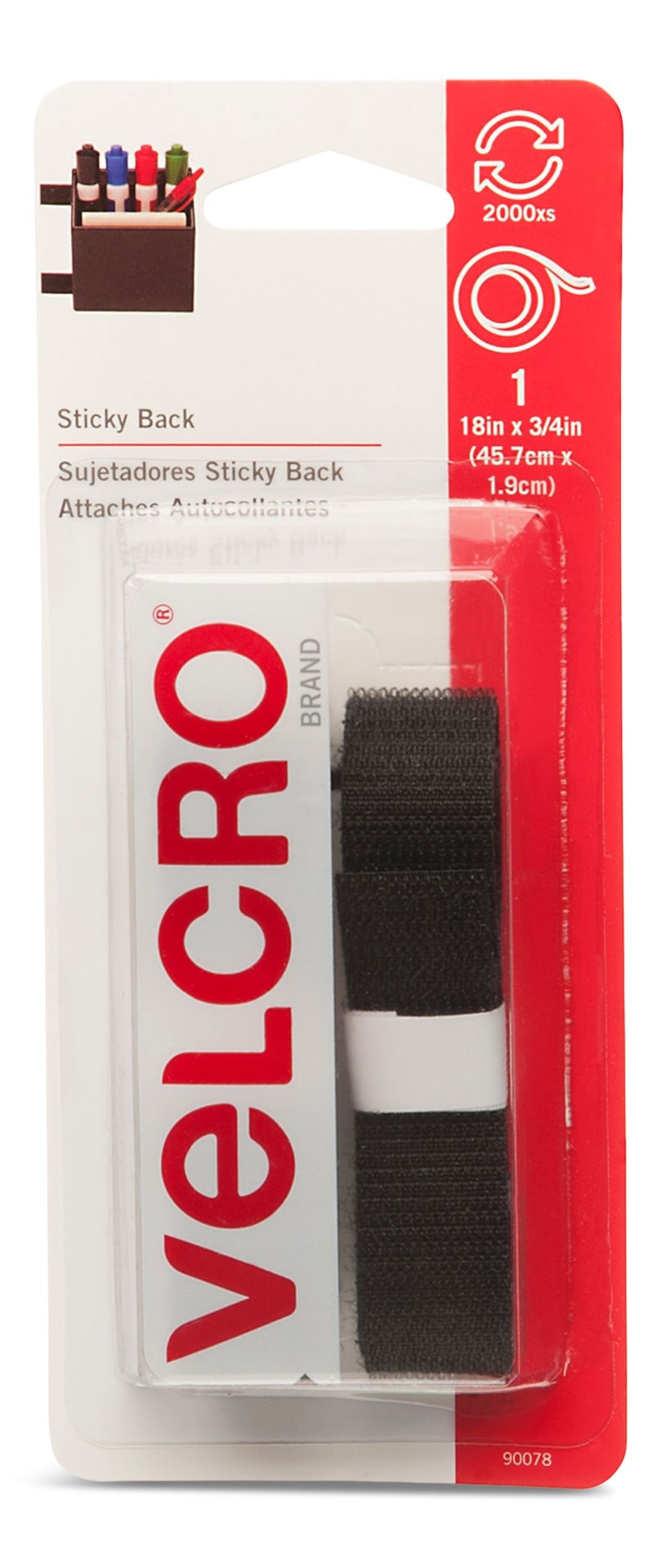 Adhesive General Purpose Sticky Back Tape, Black, 18 x 3/4-in, 1-pk A2D7 - product image 1