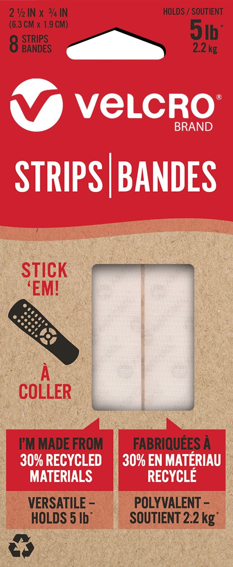 Durable Reusable Eco Strips, White, 5-lbs, 2.5 x 0.7-in, 8-pk T9W7 - product image 1