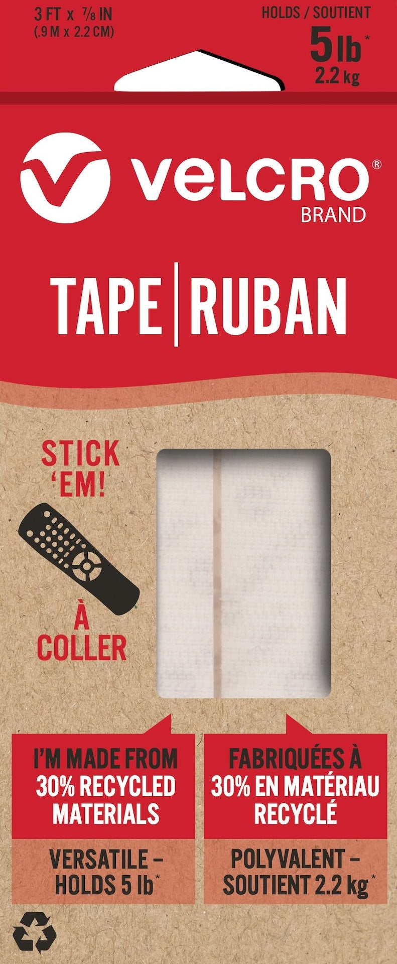 Durable Reusable Eco Tape, White, 5-lbs, 3-ft x 0.7-in D9U5 - product image 1
