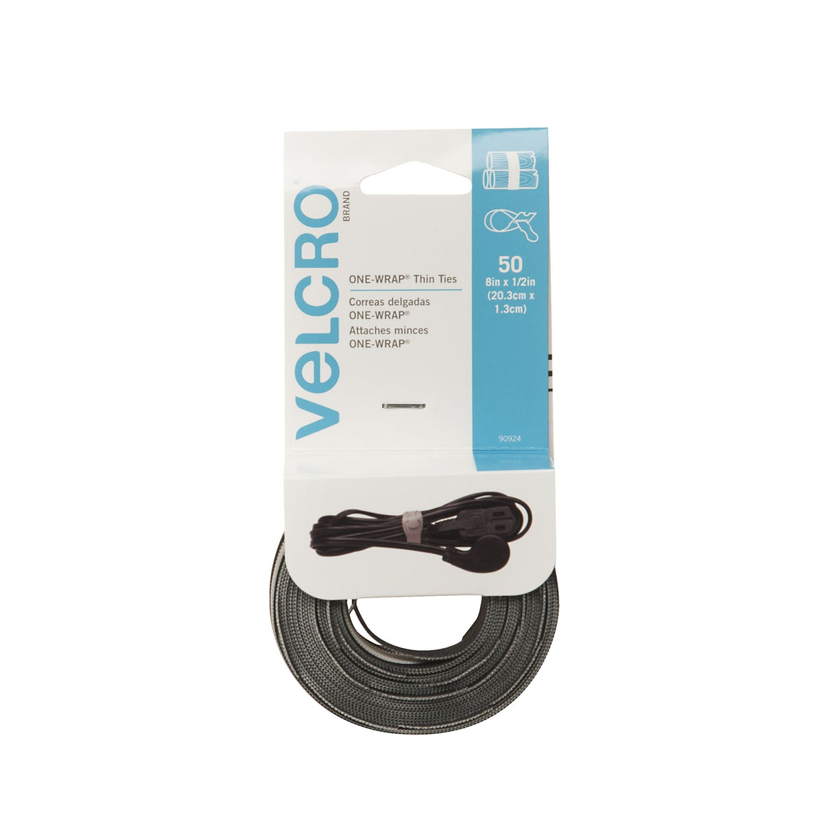 Reusable Thin Nylon Cable & Wire Ties, Black/Grey, 8 x 1/2-in, 50-pk P6O3 - product image 1