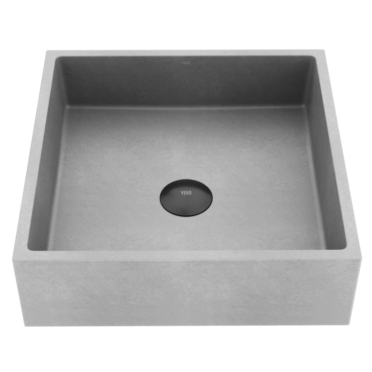 Alhambra Gothic Concreto Stone 15x15-in Deep Grey Bathroom Sink/Basin with Square Vessel U2I8 - product image 1