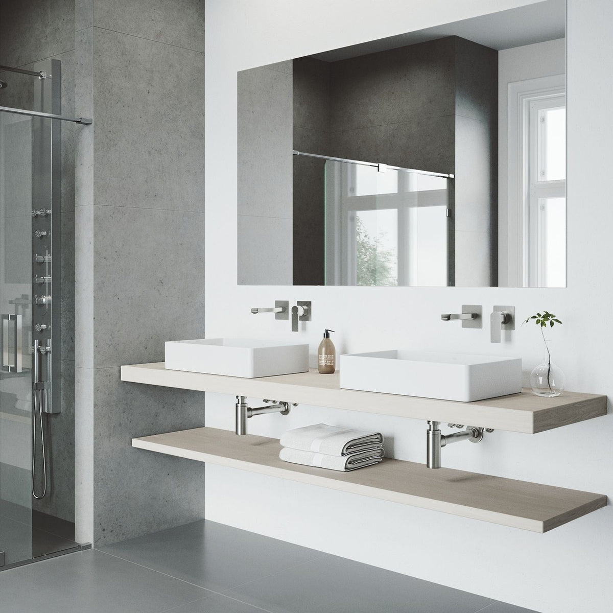 Atticus Brushed Nickel Wall Mount Bathroom Faucet X7G3 - product image 5