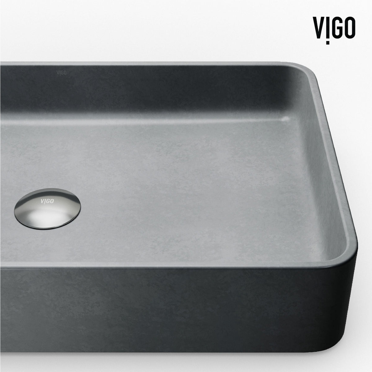 Basilica Gothic ConcretoStone Grey Bathroom Sink/Basin Set with Sterling Faucet and Rectangular Vessel E8N7 - product image 8