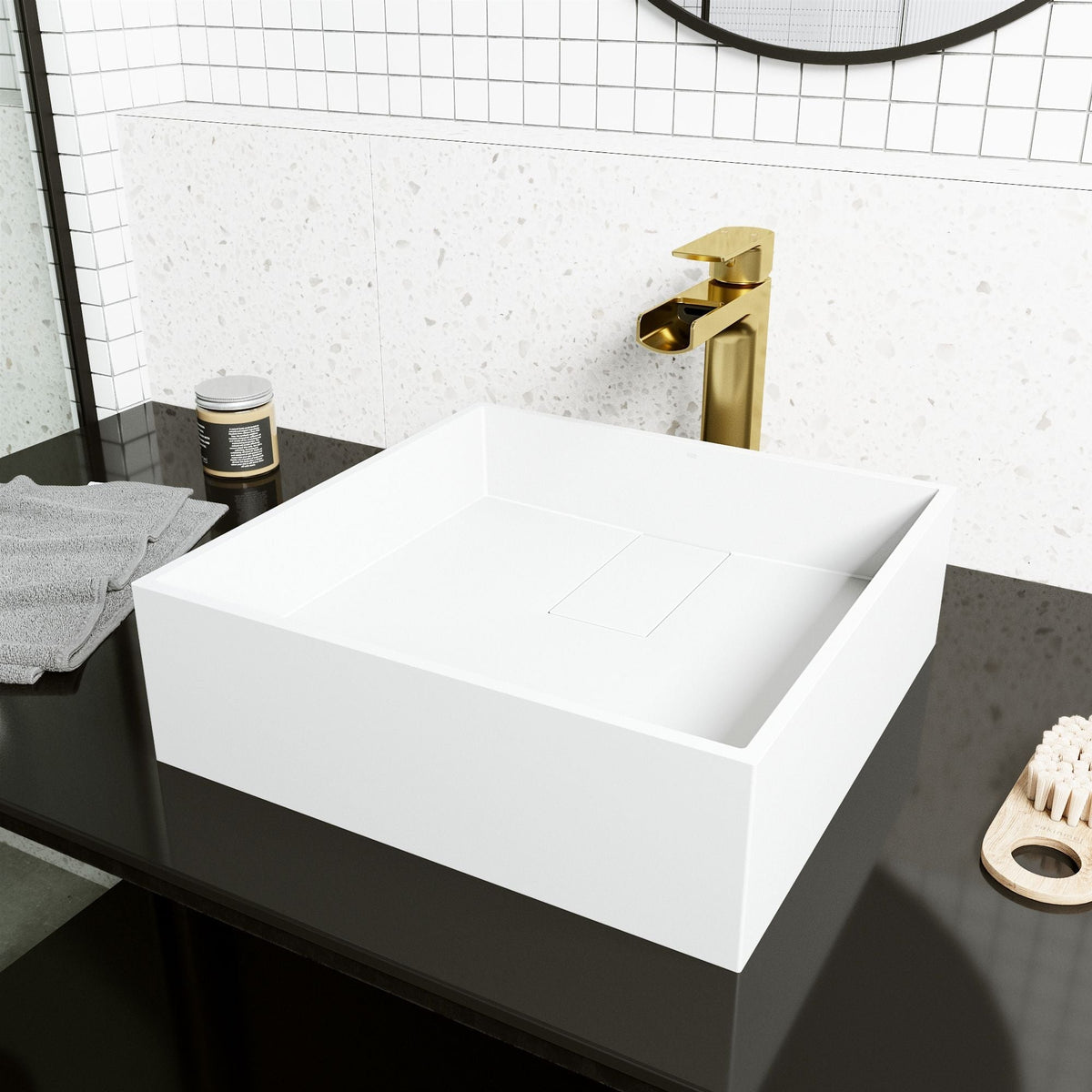 Bryant MatteStone 15x15-in Deep White Bathroom Sink/Basin with Square Vessel P5T7 - product image 5