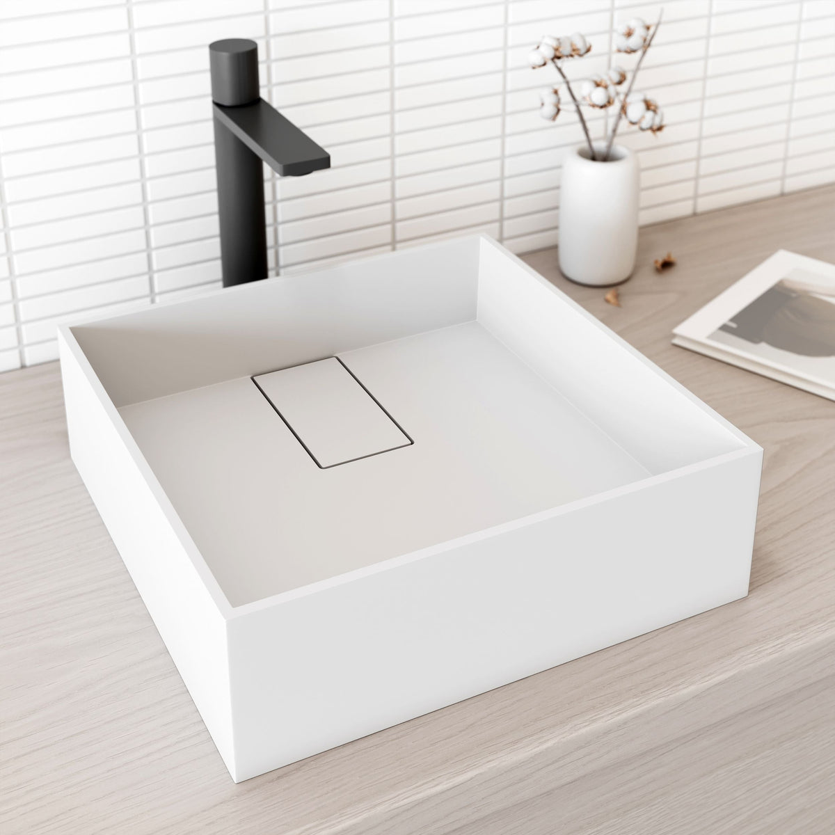 Bryant MatteStone 15x15-in Deep White Bathroom Sink/Basin with Square Vessel P5T7 - product image 7