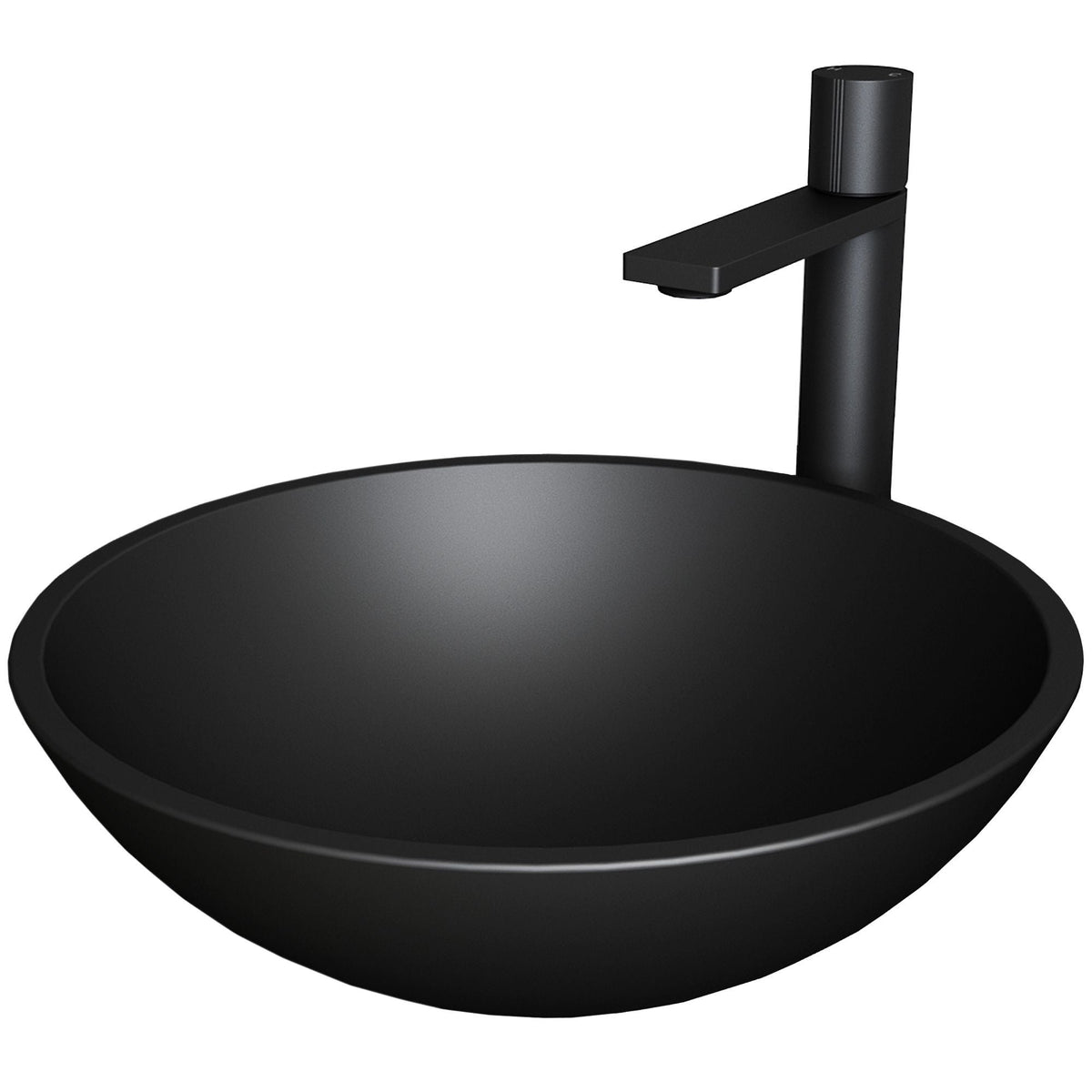 Cavalli MatteShell Matte Black Bathroom Sink/Basin Set with Gotham Faucet and Round Glass Vessel Z2V3 - product image 1