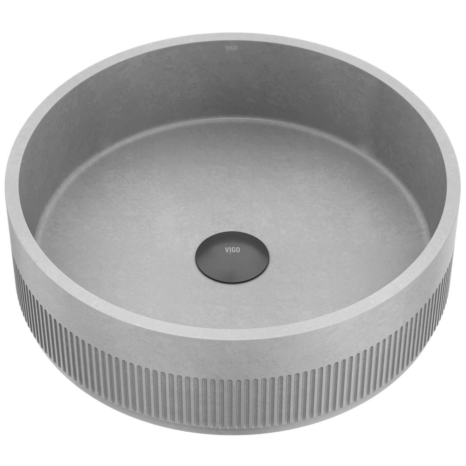 Cypress ConcretoStone 16-in Deep Grey Bathroom Sink/Basin with Round Fluted Vessel A6D2 - product image 1