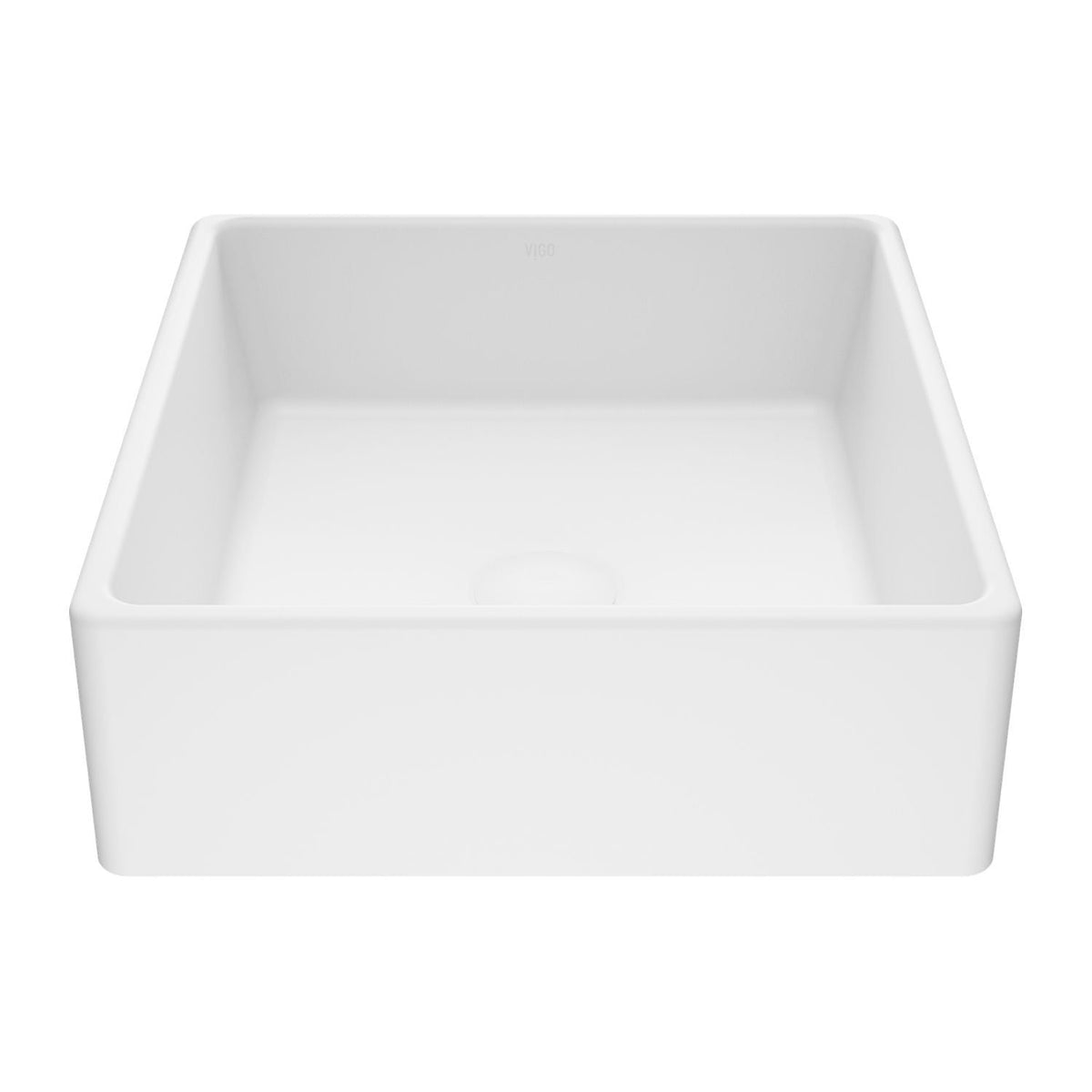 Dianthus Matte Stone Square Vessel Bathroom Sink, Above-Counter Installation, White W3P6 - product image 1