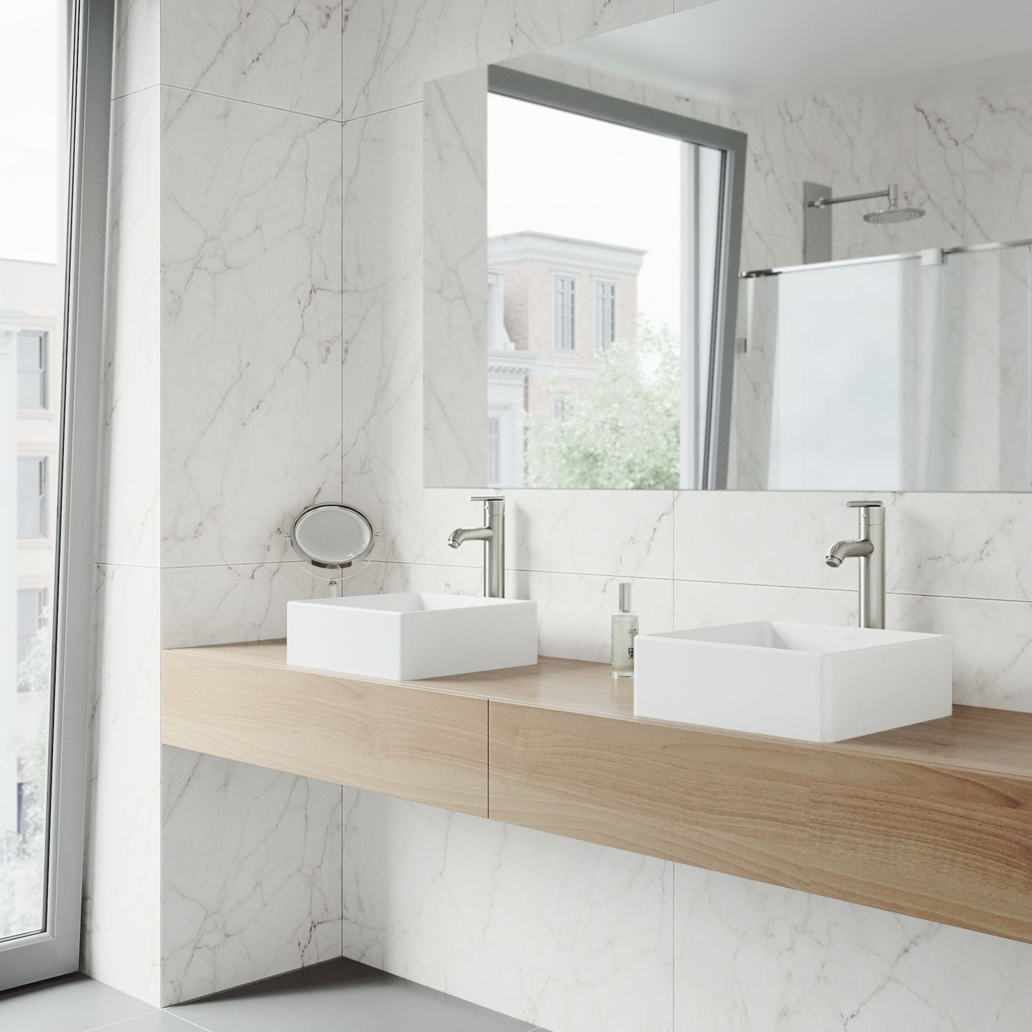 Dianthus Matte Stone Square Vessel Bathroom Sink, Above-Counter Installation, White W3P6 - product image 7