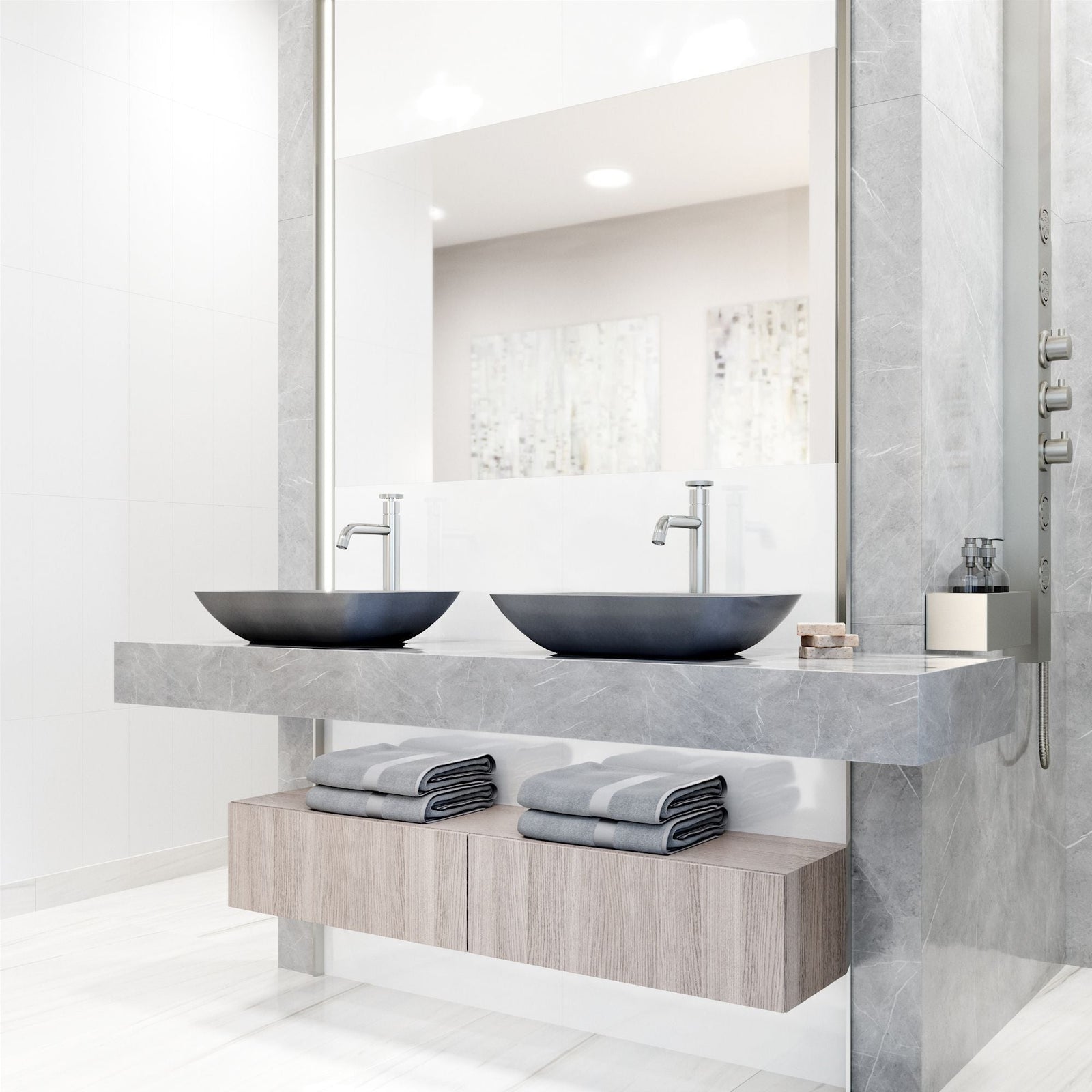 Duomo Gothic ConcretoStone Grey Bathroom Sink/Basin Set with Cass Faucet and Rectangular Vessel R0I6 - product image 7