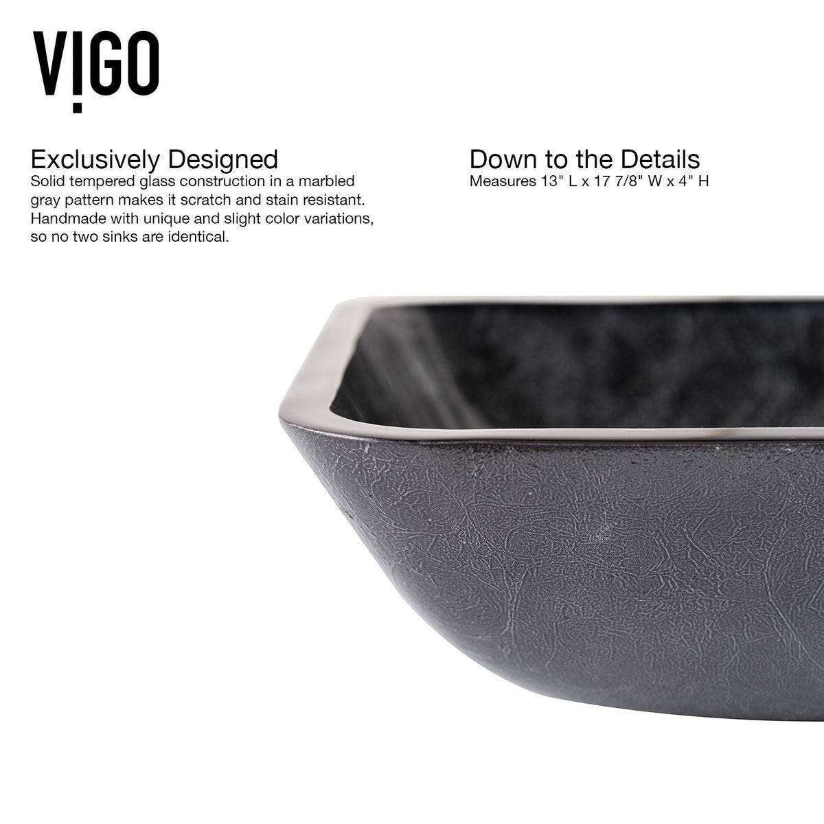 Glass Grey Onyx Bathroom Sink/Basin Set with Lexington Faucet and Rectangular Vessel V9C8 - product image 8