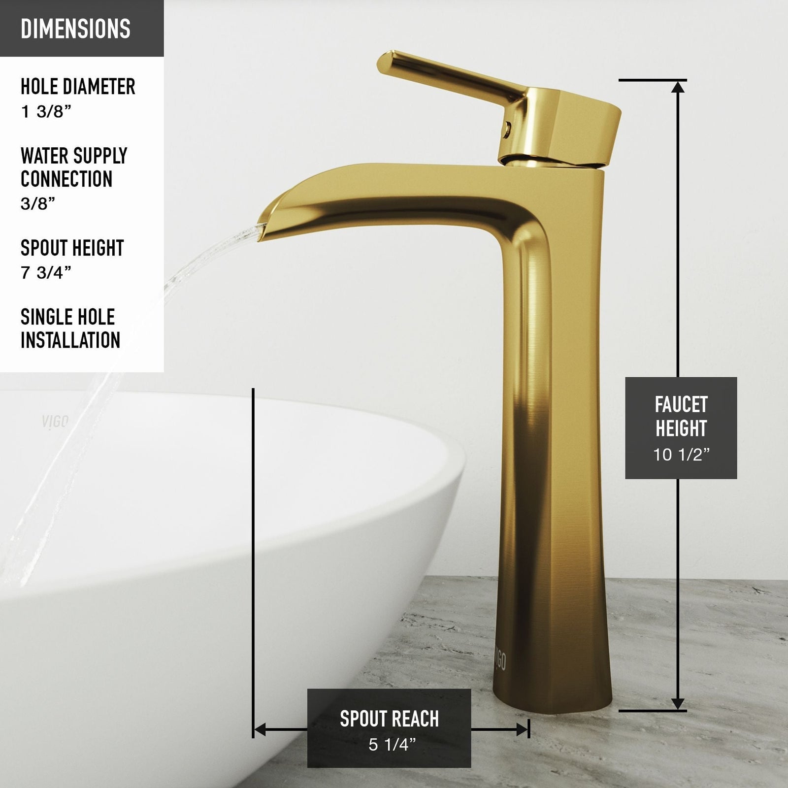 Glass Grey Onyx Bathroom Sink/Basin Set with Matte Gold Niko Faucet and Rectangular Vessel X1B1 - product image 7