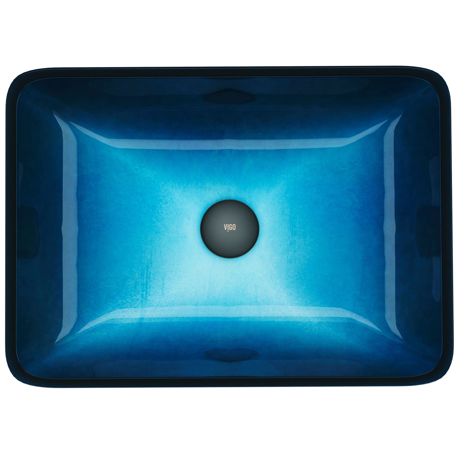 Glass Rectangular Vessel Bathroom Sink/Basin, Turquoise V6U1 - product image 2