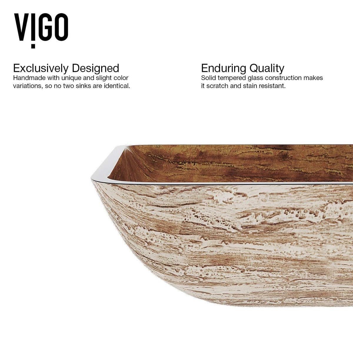 Glass Rectangular Vessel Bathroom Sink/Basin with Rounded Edges & Deep Bowl, Amber Sunset L2D6 - product image 3