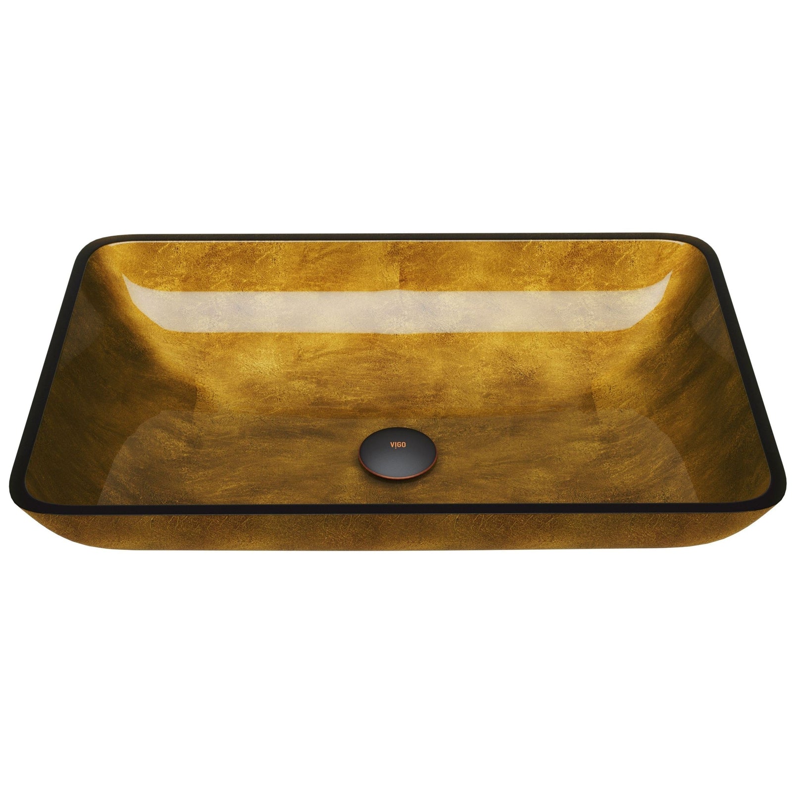 Glass Rectangular Vessel Bathroom Sink/Basin with Rounded Edges & Deep Bowl, Copper M6Z3 - product image 1