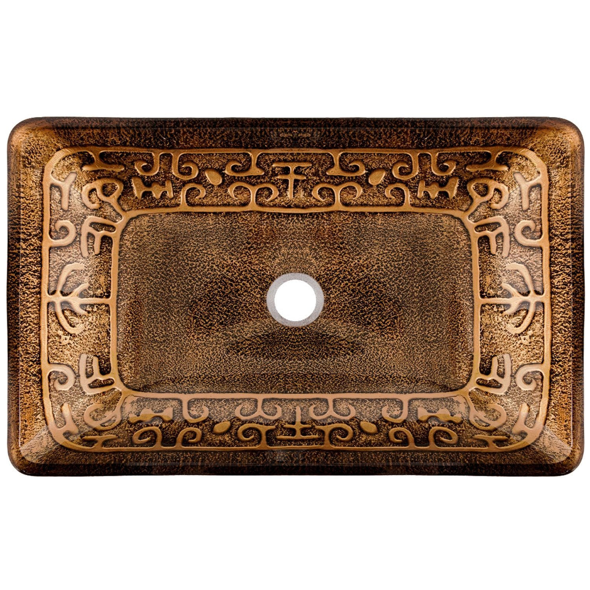 Glass Rectangular Vessel Bathroom Sink/Basin with Rounded Edges & Deep Bowl, Gold T5I1 - product image 2