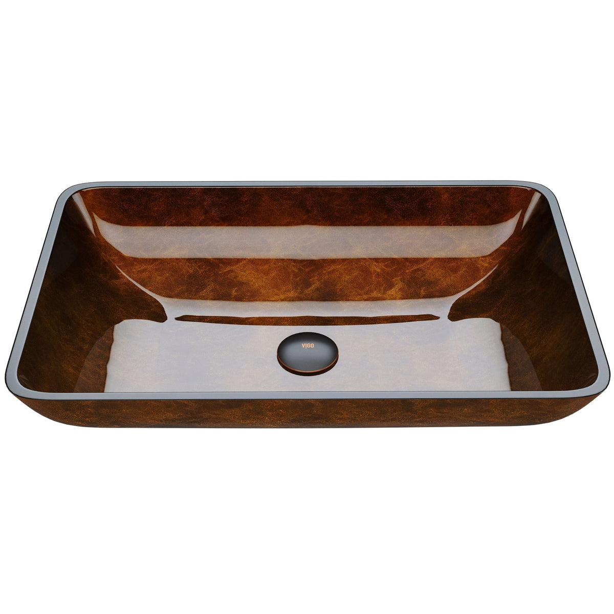 Glass Rectangular Vessel Bathroom Sink/Basin with Rounded Edges & Deep Bowl, Russet X1I9 - product image 1