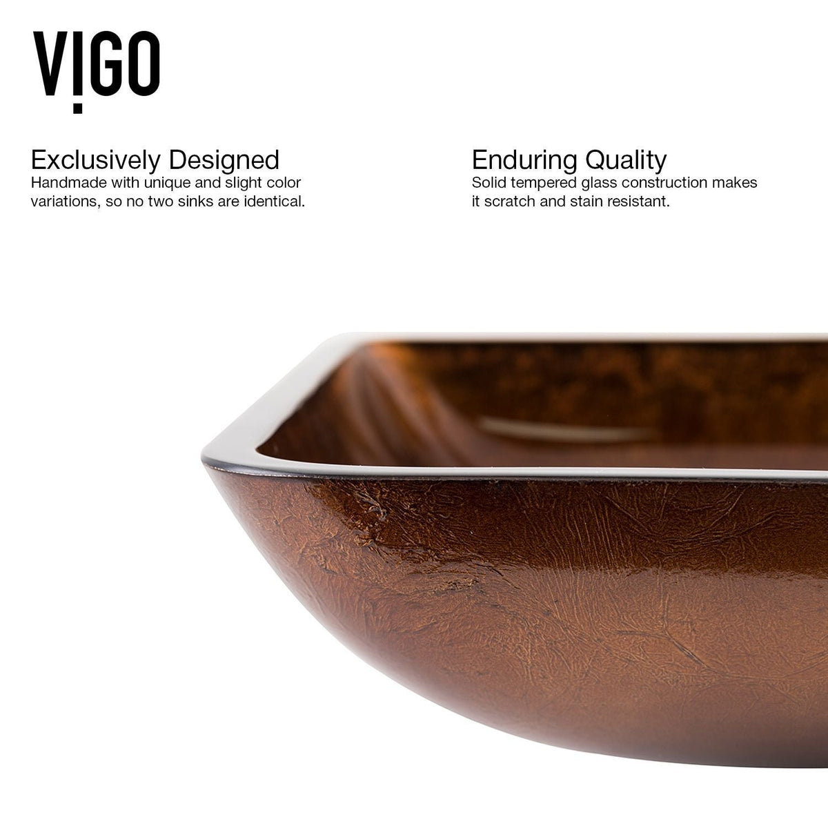 Glass Rectangular Vessel Bathroom Sink/Basin with Rounded Edges & Deep Bowl, Russet X1I9 - product image 4