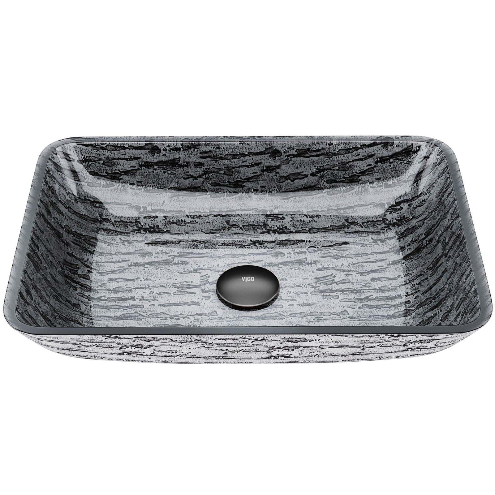 Glass Rectangular Vessel Bathroom Sink/Basin with Rounded Edges & Deep Bowl, Titanium V0L1 - product image 1