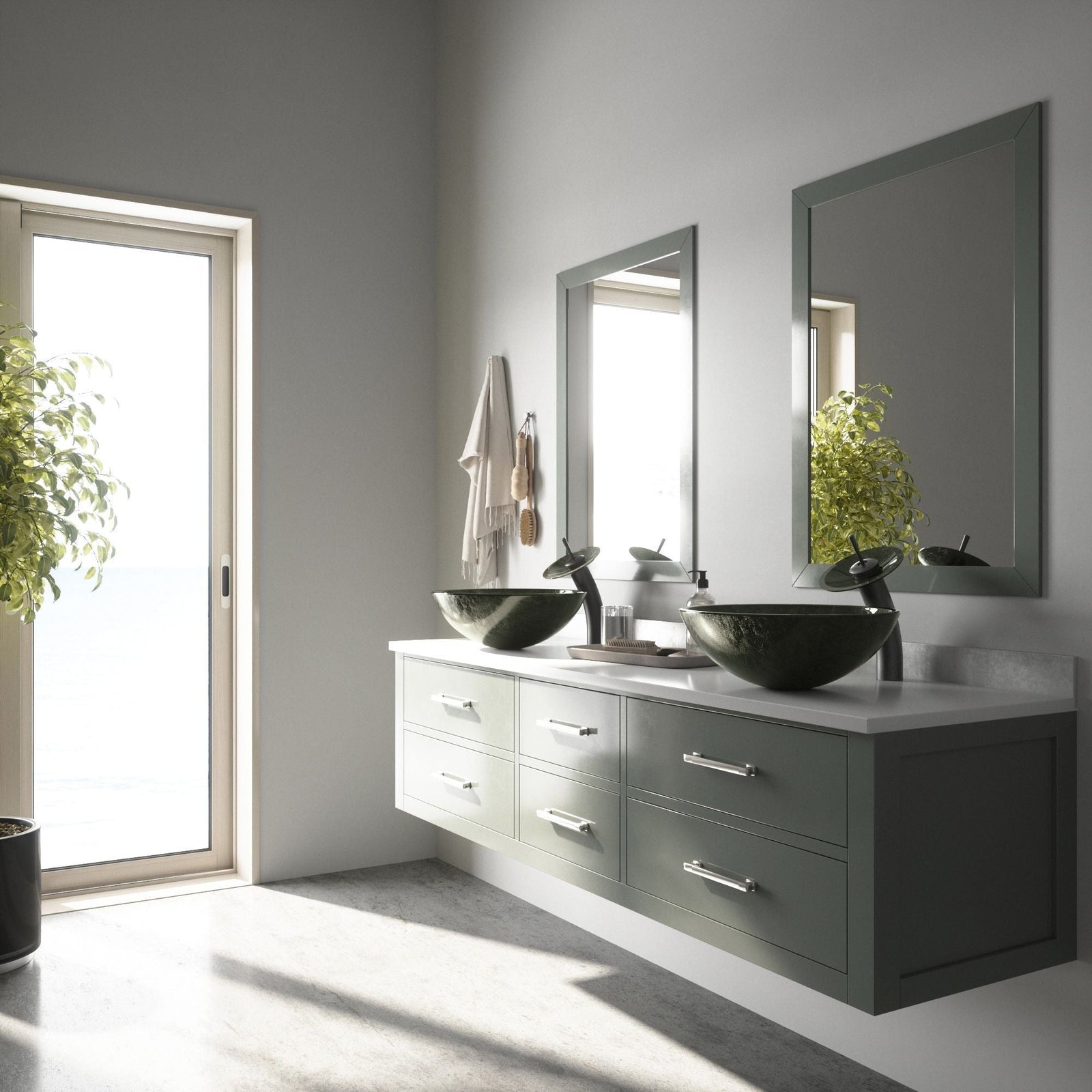 Glass Round Vessel Bathroom Sink/Basin with Deep Bowl, Gray A8O2 - product image 7