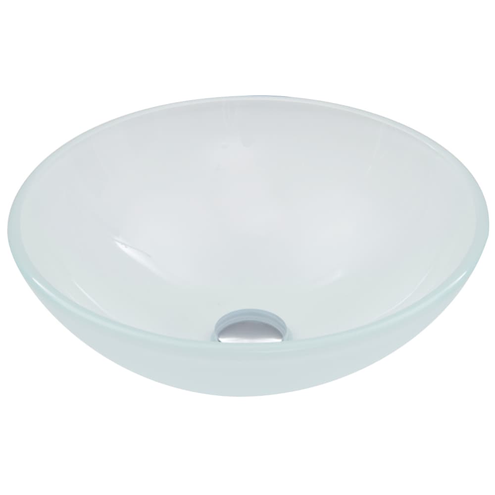 Glass Round Vessel Bathroom Sink/Basin with Rounded Edges & Deep Bowl, White Y0K1 - product image 3