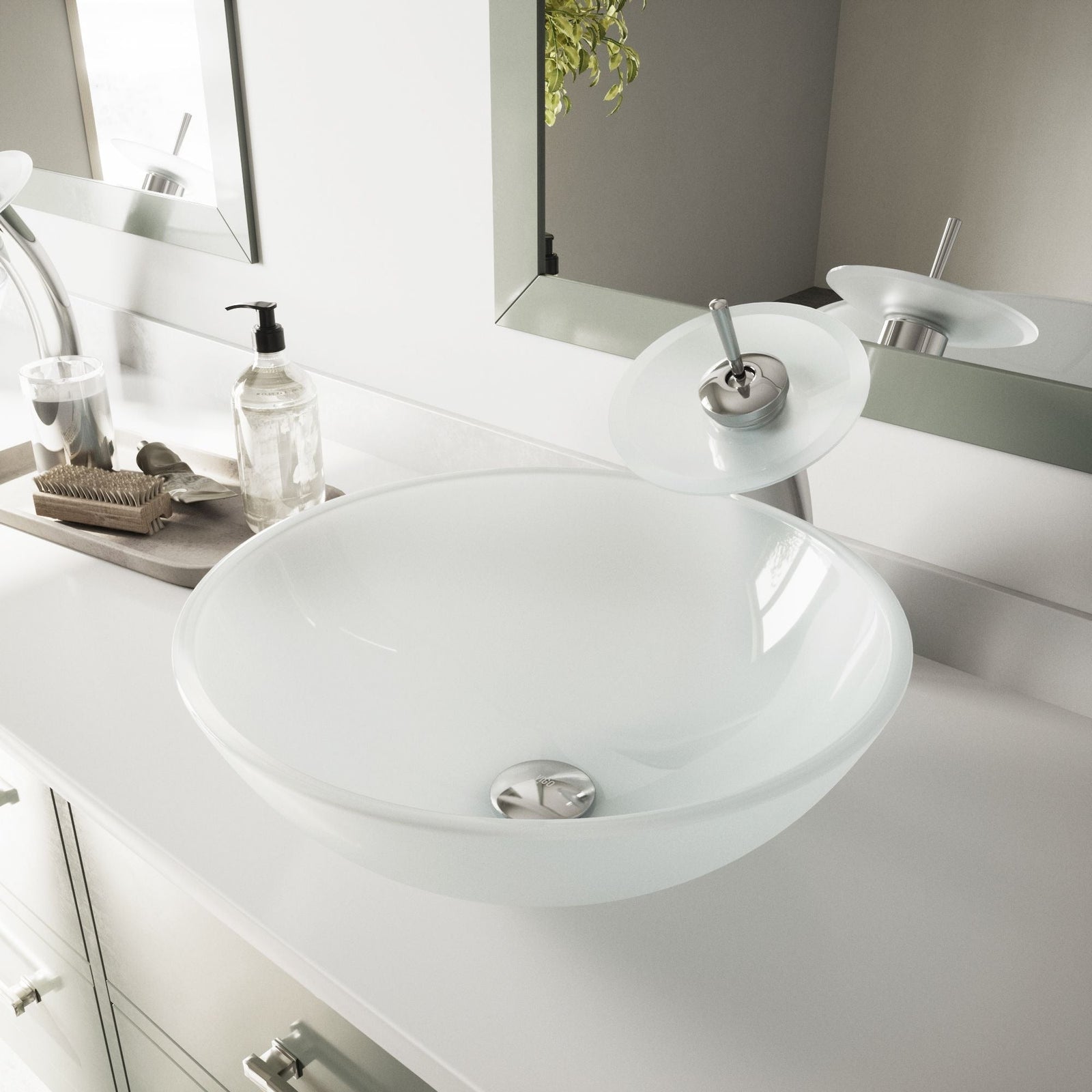 Glass Round Vessel Bathroom Sink/Basin with Rounded Edges & Deep Bowl, White Y0K1 - product image 7