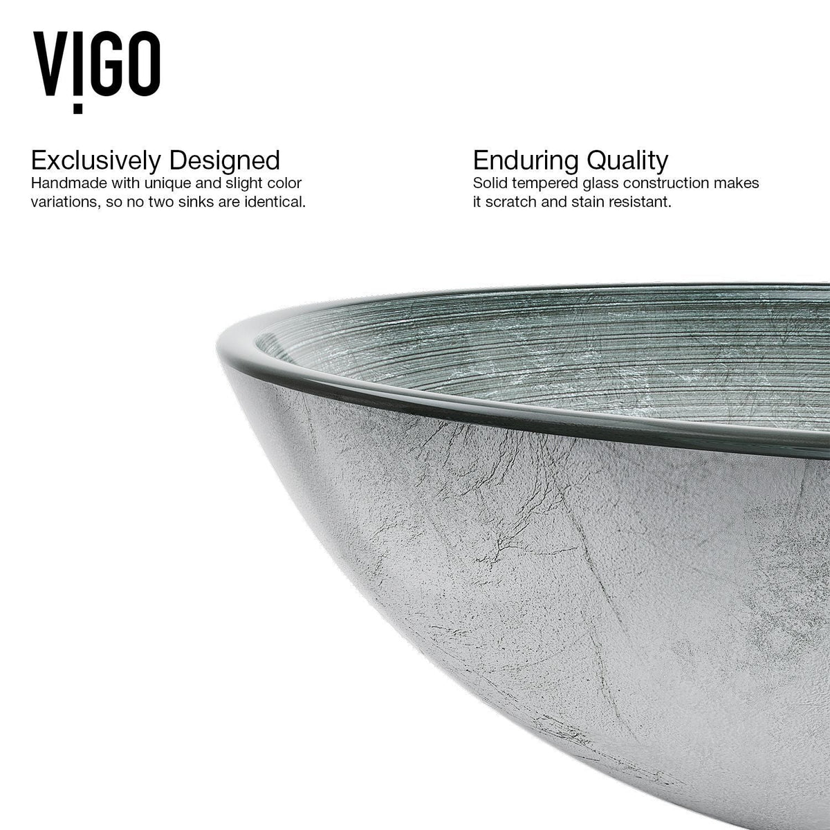 Glass Simply Silver Bathroom Sink/Basin Set with Duris Faucet and Round Vessel G6Y4 - product image 4