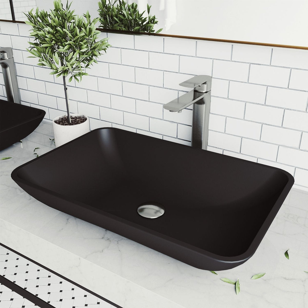Hadyn Glass Rectangular Vessel Bathroom Sink/Basin with Rounded Edges & Deep Bowl, Black D1U1 - product image 7