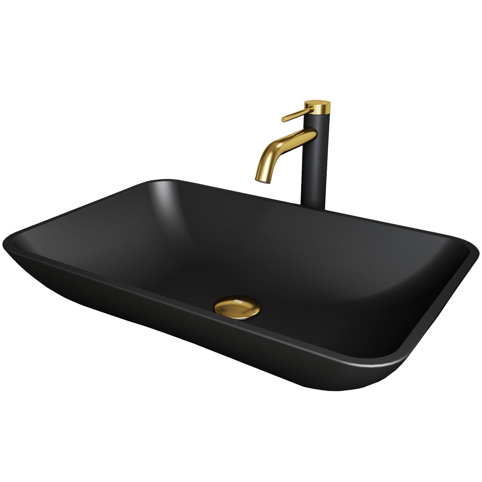 Hadyn MatteShell Matte Black Bathroom Sink/Basin Set with Lexington Faucet and Rectangular Vessel F2Y1 - product image 1